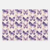Lila Gold Glitzer Butterfets Bows Geburtstag Geschenkpapier Set (Vorderseite 2)