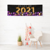 Lila Gold Glitzer Class 2021 Abschluss Banner (Insitu)