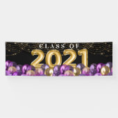Lila Gold Glitzer Class 2021 Abschluss Banner (Horizontal)