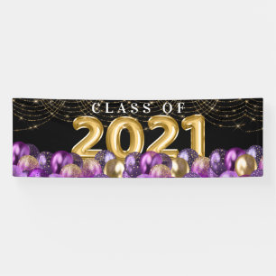 Lila Gold Glitzer Class 2021 Abschluss Banner