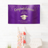 Lila Gold Glitzer Class 2022 Abschluss Banner (Insitu)