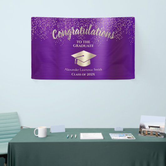 Lila Gold Glitzer Class 2022 Abschluss Banner (Messeveranstaltung)