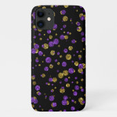 Lila Gold Glitzer Confetti auf Black Phone Case (Rückseite)