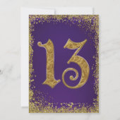 Lila & Gold Glitzer Crown Sweet 13 Party Einladung (Rückseite)