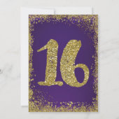 Lila & Gold Glitzer Crown Sweet 16 Party Einladung (Rückseite)