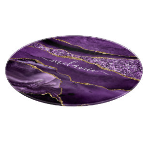 Lila Gold Glitzer Cutting Board mit Individuelle N Schneidebrett
