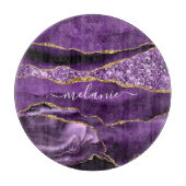 Lila Gold Glitzer Cutting Board mit Individuelle N Schneidebrett (Vorderseite)