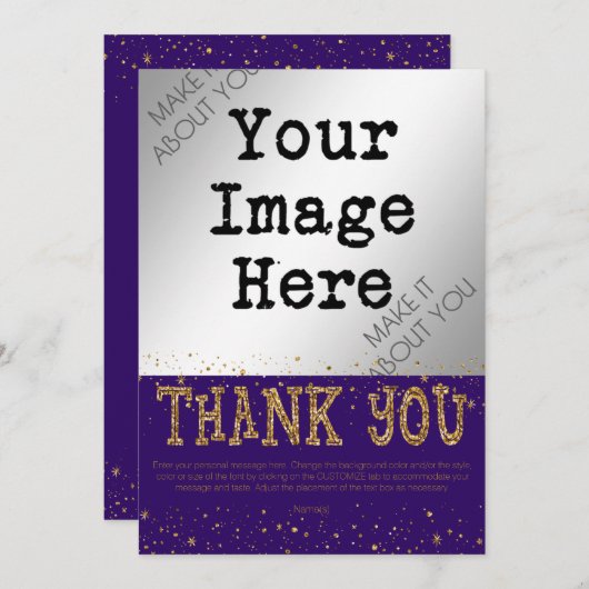 Lila & Gold Glitzer DANKE - Handschrift auf der Rü (Vorne/Hinten)