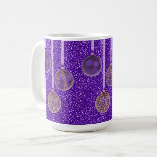 Lila Gold Glitzer Frohe Weihnachtsbauten Tasse (Vorderseite Links)