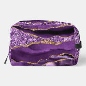 Lila Gold Glitzer Funkelnd Individuelle Name Dopp Waschbeutel (Rückseite)