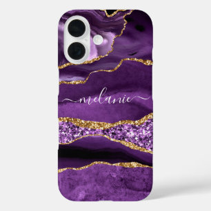 Lila Gold Glitzer Funkelnd Marbella Individuelle N iPhone 16 Hülle