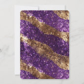 Lila Gold Glitzer Geburtstag Einladung (Rückseite)