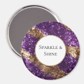 Lila Gold Glitzer Geburtstag Magnet (Vorderseite/Rückseite)