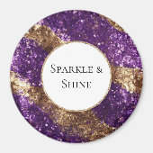 Lila Gold Glitzer Geburtstag Magnet (Vorne)