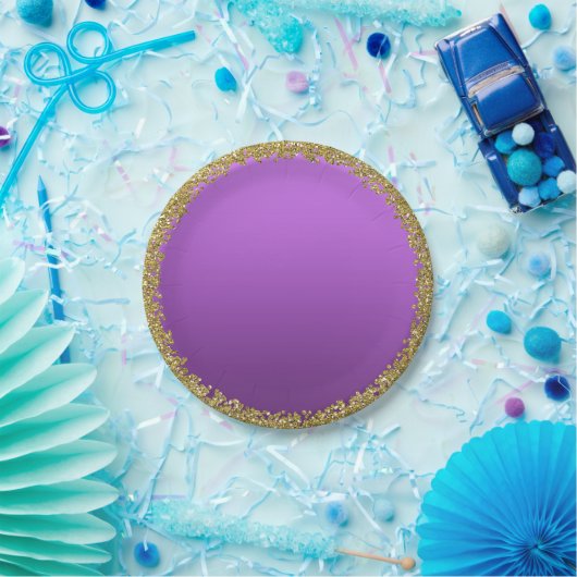 Lila Gold Glitzer Glam Sparkon Party Pappteller (Party)