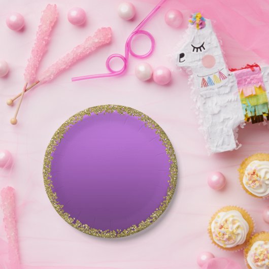 Lila Gold Glitzer Glam Sparkon Party Pappteller (Party)