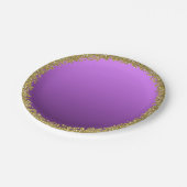 Lila Gold Glitzer Glam Sparkon Party Pappteller (Schrägansicht)