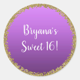 Lila Gold Glitzer Glam Sparkon Party Runder Aufkleber