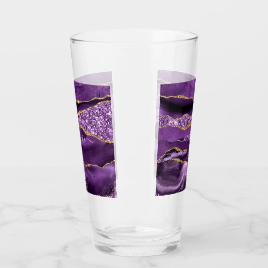 Lila Gold-Glitzer-Glas mit Individuelle Name Glas (Links)