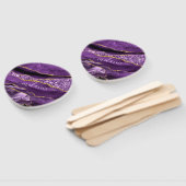 Lila Gold Glitzer Handfächer mit Individuelle Name (Non-assembled)