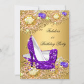 Lila Gold Glitzer High Heels Fantastisches Party Einladung (Vorderseite)