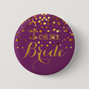 Lila Gold Glitzer Imitate Foil Wedding Team Bridge Button