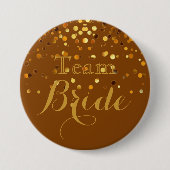 Lila Gold Glitzer Imitate Foil Wedding Team Bridge Button (Vorderseite)