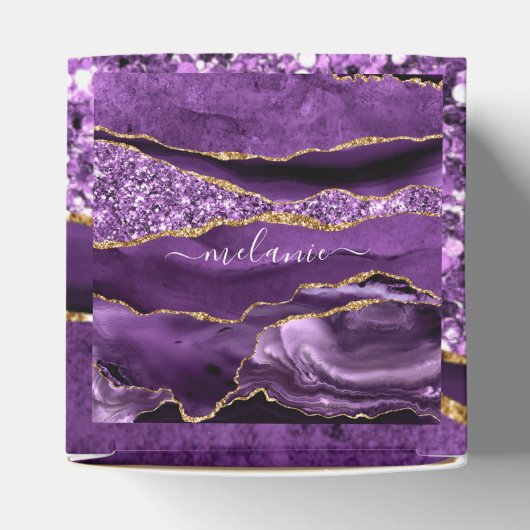 Lila Gold Glitzer Individuelle Name Geschenkboxen Geschenkschachtel (Oben)