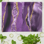 Lila Gold Glitzer Individuelle Name Küchentuch (Gefaltet)