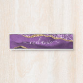 Lila Gold Glitzer Individuelle Name Türsignierung Türschild (Vorderseite )