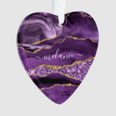 Lila Gold Glitzer Individuelle Name Weihnachtsfeie Ornament (Vorderseite)