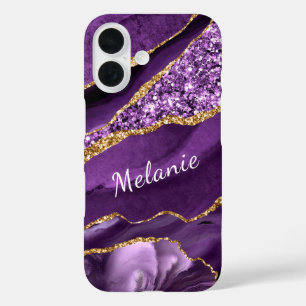Lila Gold Glitzer iPhone Case mit Individuelle Nam
