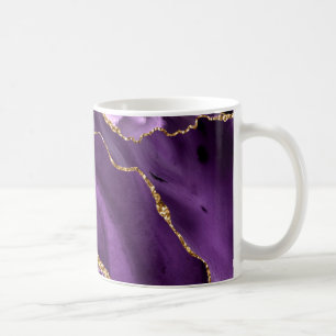 Lila Gold Glitzer Kaffee Tasse