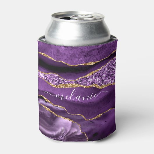 Lila Gold Glitzer kann mit Individuelle Name abküh Dosenkühler (Kanne Vorderseite)