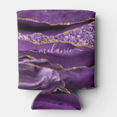 Lila Gold Glitzer kann mit Individuelle Name abküh Dosenkühler (Rückseite)