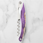 Lila-Gold-Glitzer-Korkenzieher mit Individuelle Na Kellnermesser (Vorderseite)