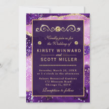 Lila & Gold Glitzer Marble Agate Wedding