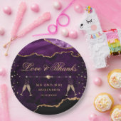 Lila & Gold Glitzer Marble Agate Wedding Pappteller (Party)