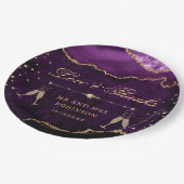 Lila & Gold Glitzer Marble Agate Wedding Pappteller (Schrägansicht)