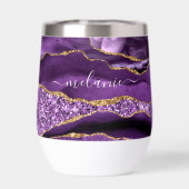 Lila Gold Glitzer Marble Individuelle Name (Rückseite)