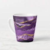 Lila Gold Glitzer Marble Individuelle Name Latte T Milchtasse (Linke Ecke)