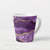 Lila Gold Glitzer Marble Individuelle Name Latte T Milchtasse (Rechte Ecke)