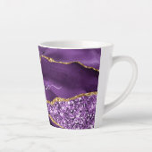 Lila Gold Glitzer Marble Individuelle Name Latte T Milchtasse (Rechts)