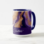 Lila Gold Glitzer Marble Individuelle Name Tasse (VorderseiteRechts)