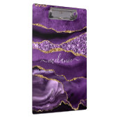 Lila Gold Glitzer Marble Individuelle Name Zwische Klemmbrett (Rechts)