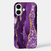 Lila Gold Glitzer Marble iPhone Case Individuelle (Rückseite)