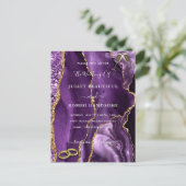 Lila Gold Glitzer Marmor Hochzeitskarte Postkarte (Stehend Vorderseite)