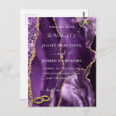 Lila Gold Glitzer Marmor Hochzeitskarte Postkarte (Vorne/Hinten)