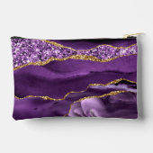 Lila Gold Glitzer Marmor - Ihr Name Zubehörtasche (Rückseite)