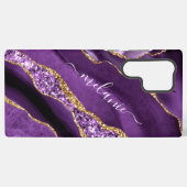 Lila Gold Glitzer Marmorgeschenk mit Individuelle Samsung Galaxy Hülle (Rückseite (Horizontal))